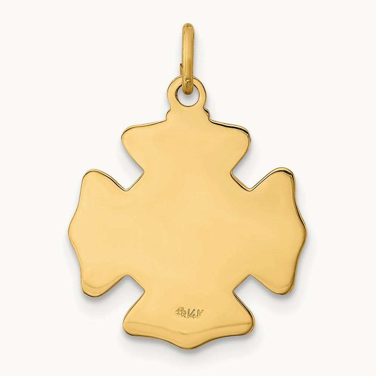 Solid Polished/Satin Small St. Florian Fire Dept. Badge Medal, 14K