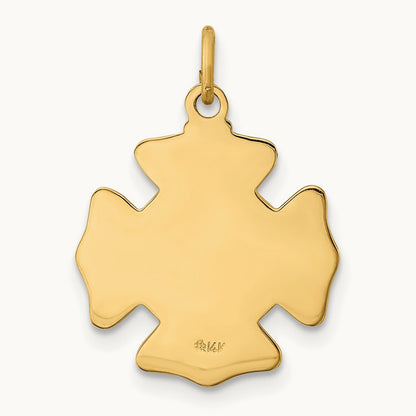 Solid Polished/Satin Small St. Florian Fire Dept. Badge Medal, 14K