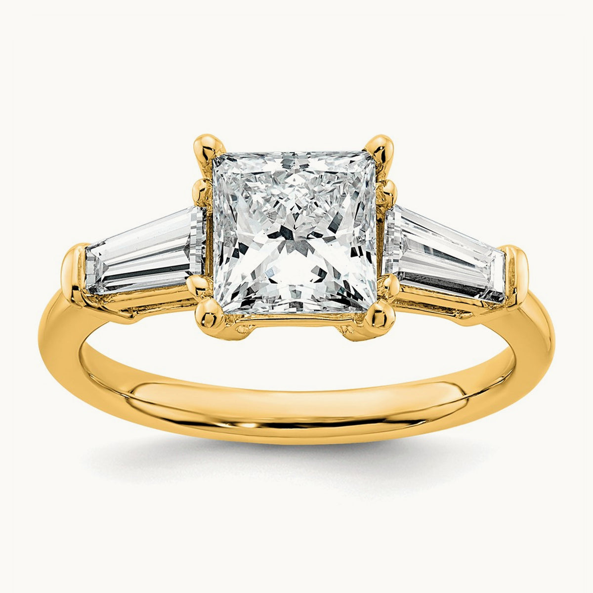 Princess & Baguette Engagement Ring — 14K Yellow Gold, 2 1/5 ct, 7