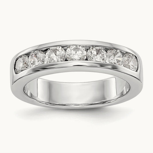 7-Stone Diamond Channel Band, 14K White Gold