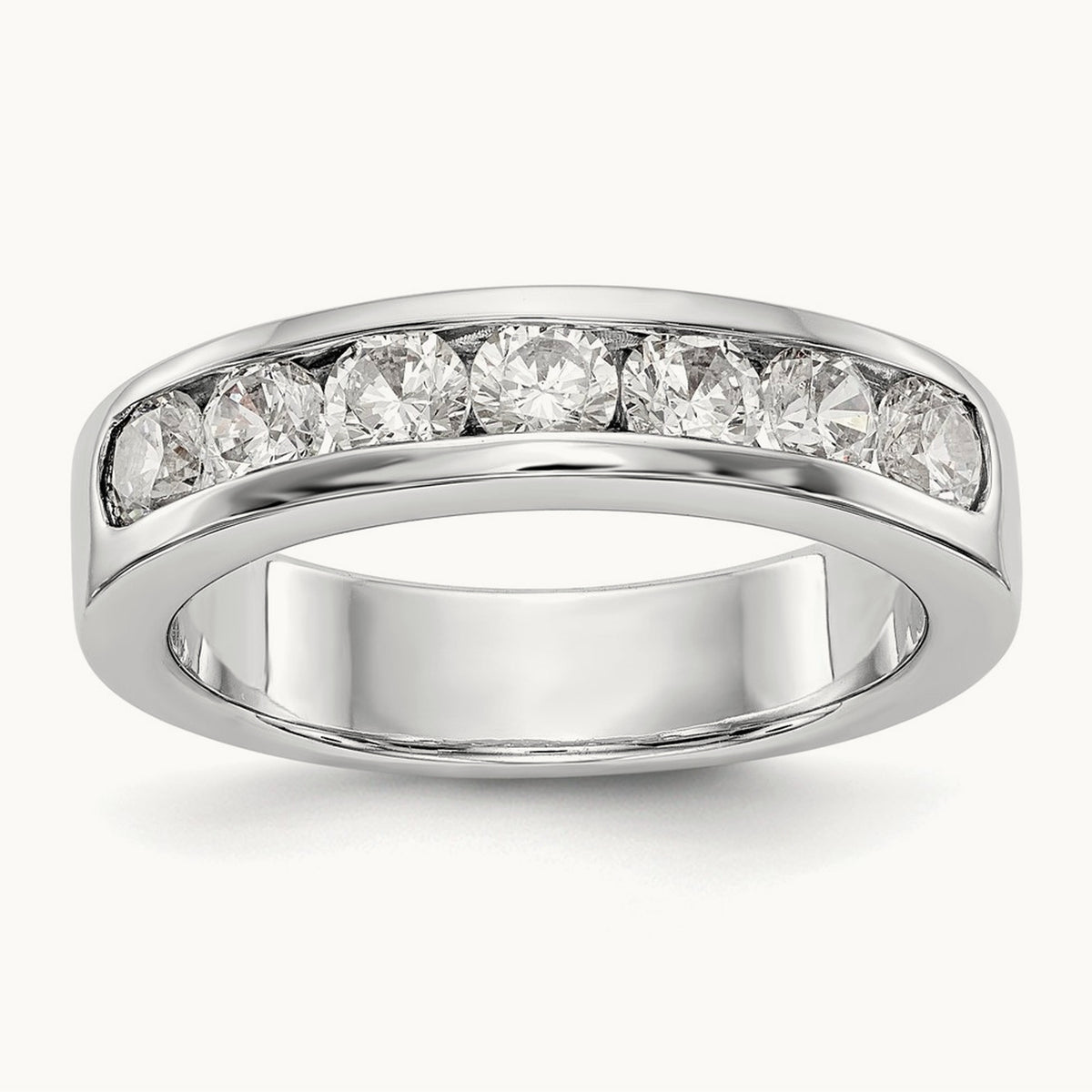 7-Stone Diamond Channel Band, Platinum