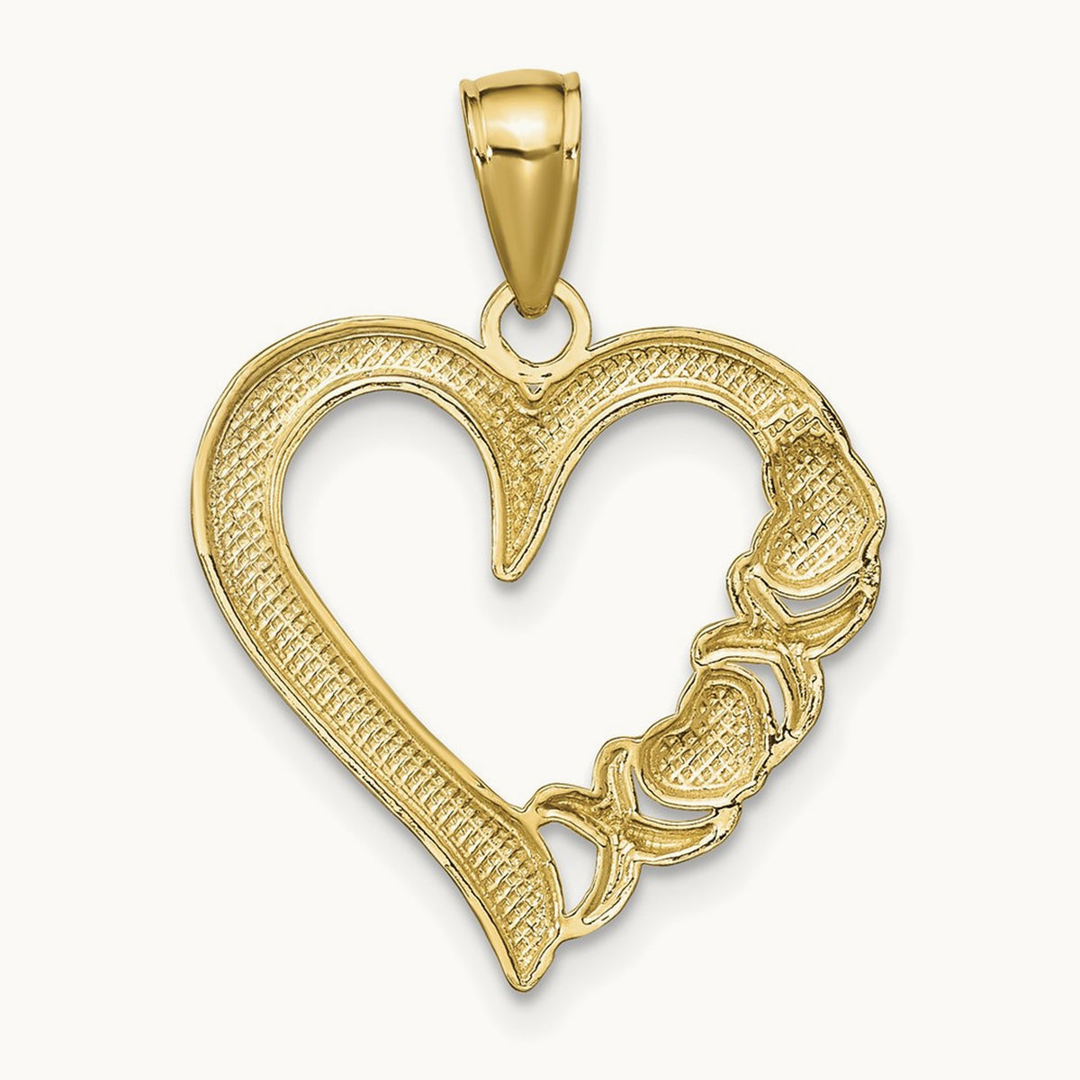 Polished Heart and -X- Pendant — 14K Yellow Gold