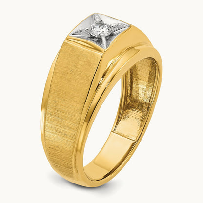IBGoodman Men's Polished and Satin Diamond Complete Ring, 14K Two-tone
