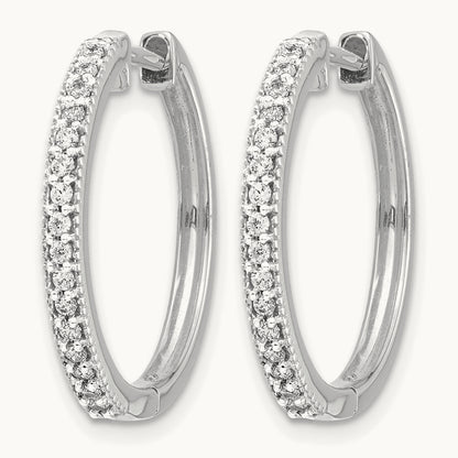 Diamond Milgrain Hinged Hoop Earrings — 14K White Gold