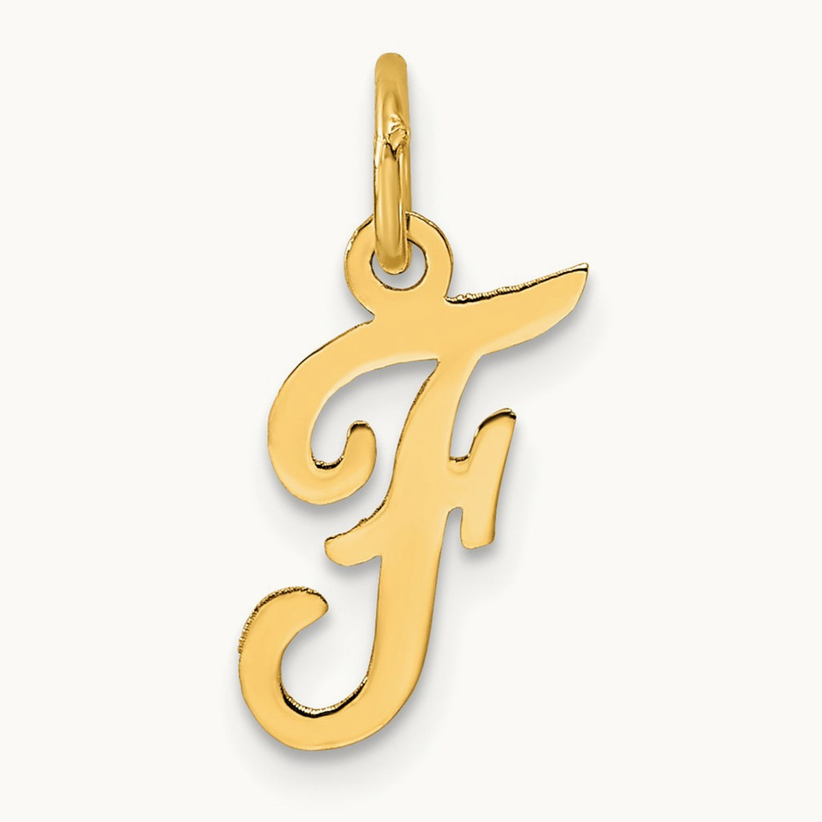 Small Script Letter F Initial Charm, 14K