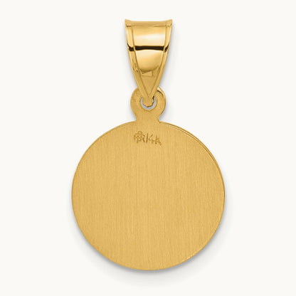 Polished and Satin Solid Our Guardian Angel Medal, 14K