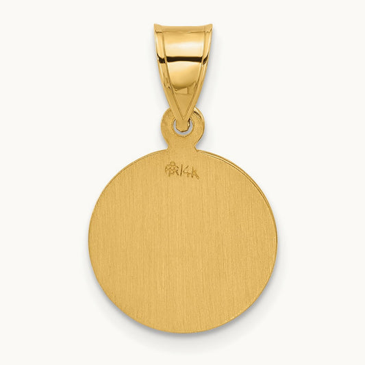 Polished and Satin Solid Our Guardian Angel Medal, 14K