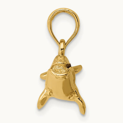 3-D Polished Bowhead Whale Charm, 14K