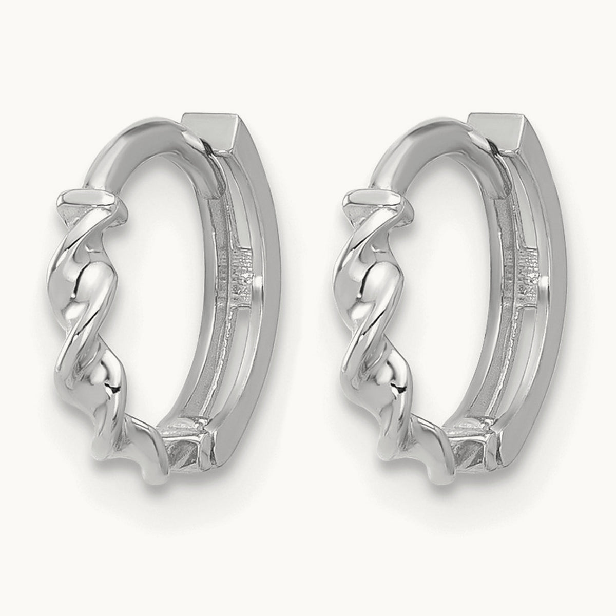 Polished Twisted Huggie Hoop Earrings, 14K White Gold — Leslie's