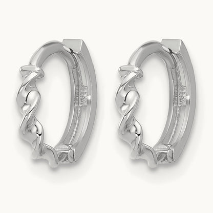 Polished Twisted Huggie Hoop Earrings, 14K White Gold — Leslie's
