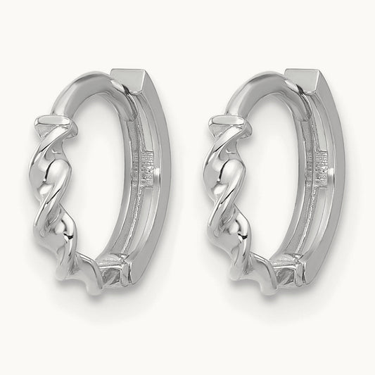 Polished Twisted Huggie Hoop Earrings, 14K White Gold — Leslie's