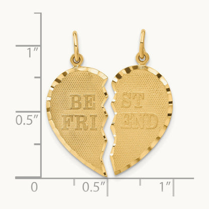 BEST FRIEND Diamond-cut 2-piece Charm, 14K