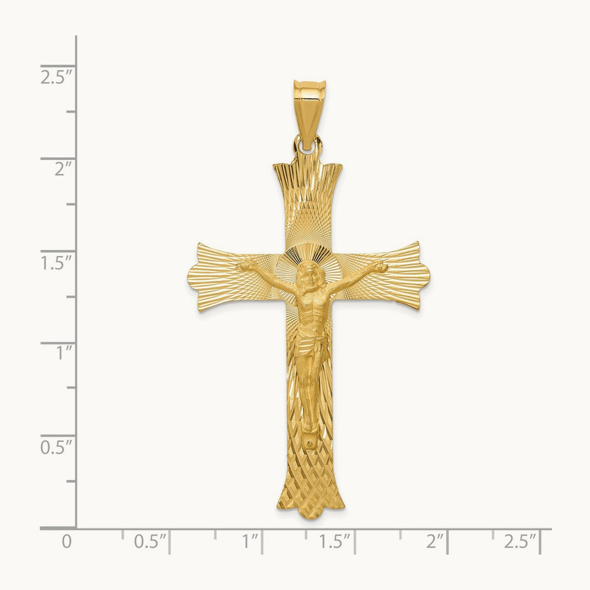 Polished, Satin and Diamond-cut Crucifix Cross Pendant, 14K