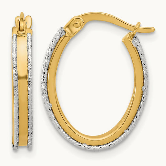 Polished and Diamond-cut Oval Hoop Earrings — Leslie's — 16mm