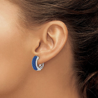Diamond and Sapphire Hinged Hoop Earrings — photo set