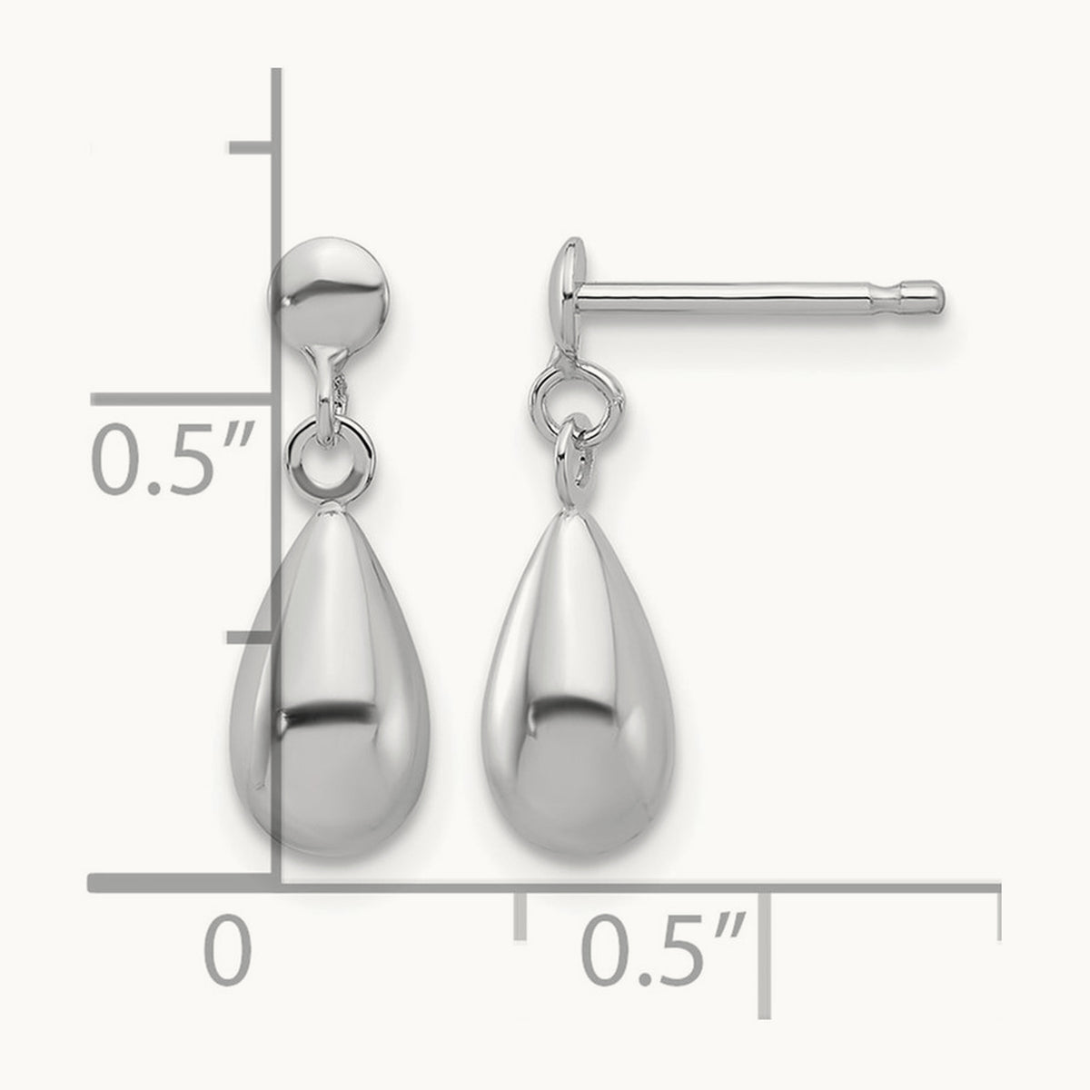 Polished Teardrop Dangle Earrings — 14K White Gold