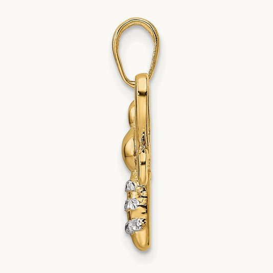 Diamond-cut Bumblebee Pendant, 14K with White Rhodium
