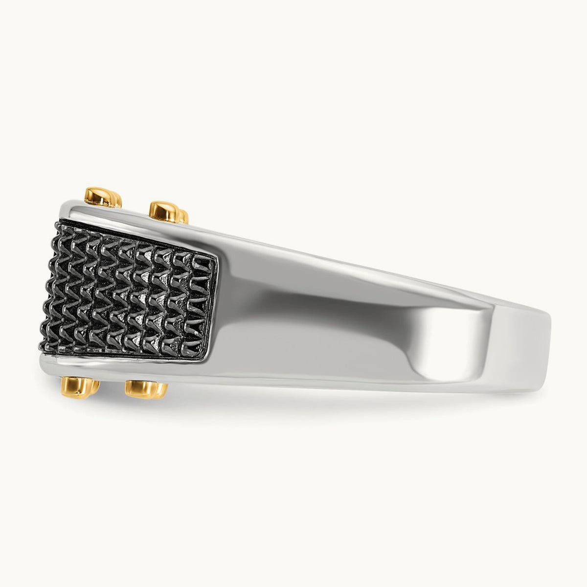 With Blk RH Men's Ring, 0.25 ct tw Lab-Grown Diamond