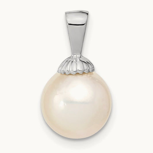 Round White Saltwater South Sea Pearl Pendant — 14K White Gold