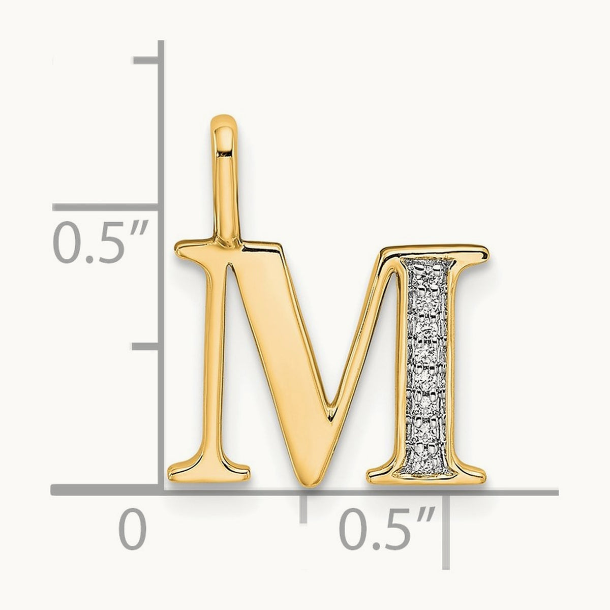 Diamond Letter M Initial Pendant, 14K