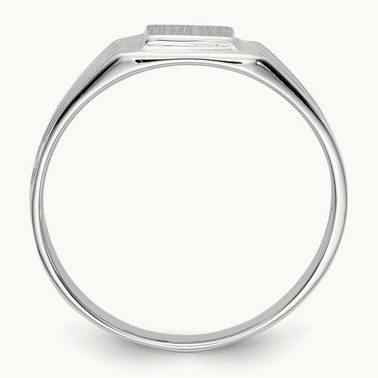 5.25x5. Childs Open Back Signet Ring, 0mm, 14K White Gold