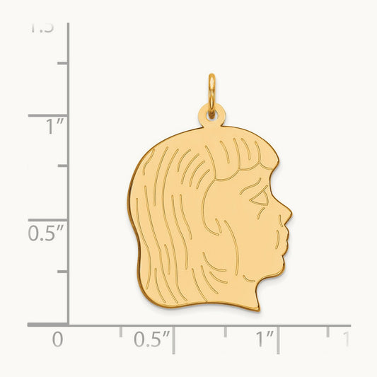 .018 Depth Engravable Girl Head Charm — 30mm