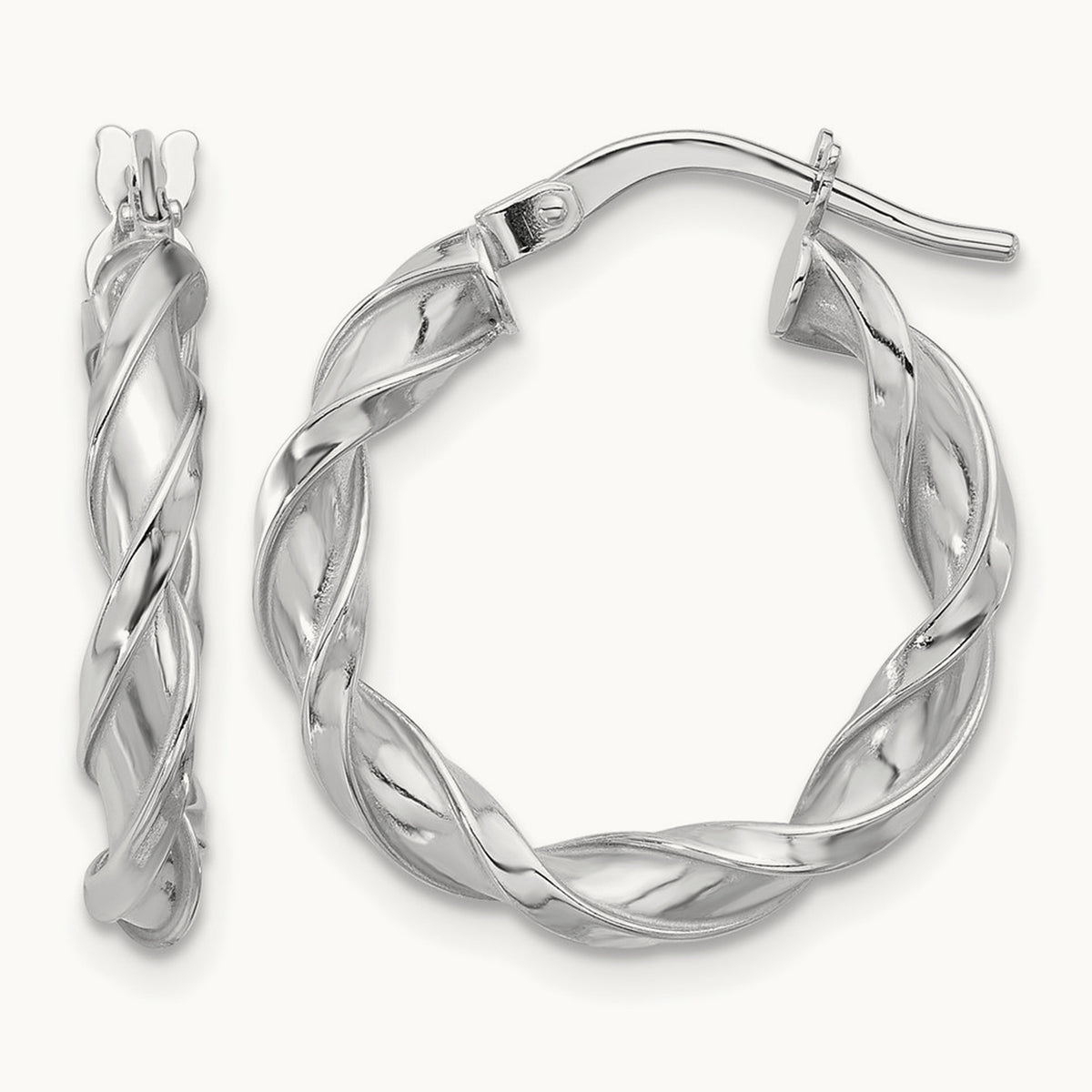 Polished Twisted Hoop Earrings, 14K White Gold — Leslie's