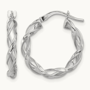 Polished Twisted Hoop Earrings, 14K White Gold — Leslie's