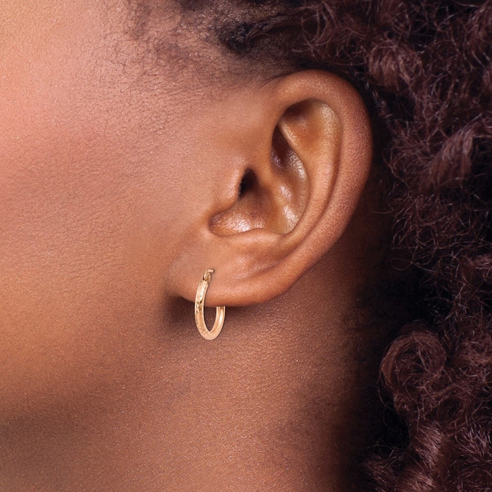 Lightweight Diamond-cut Hoop Earrings — 15mm