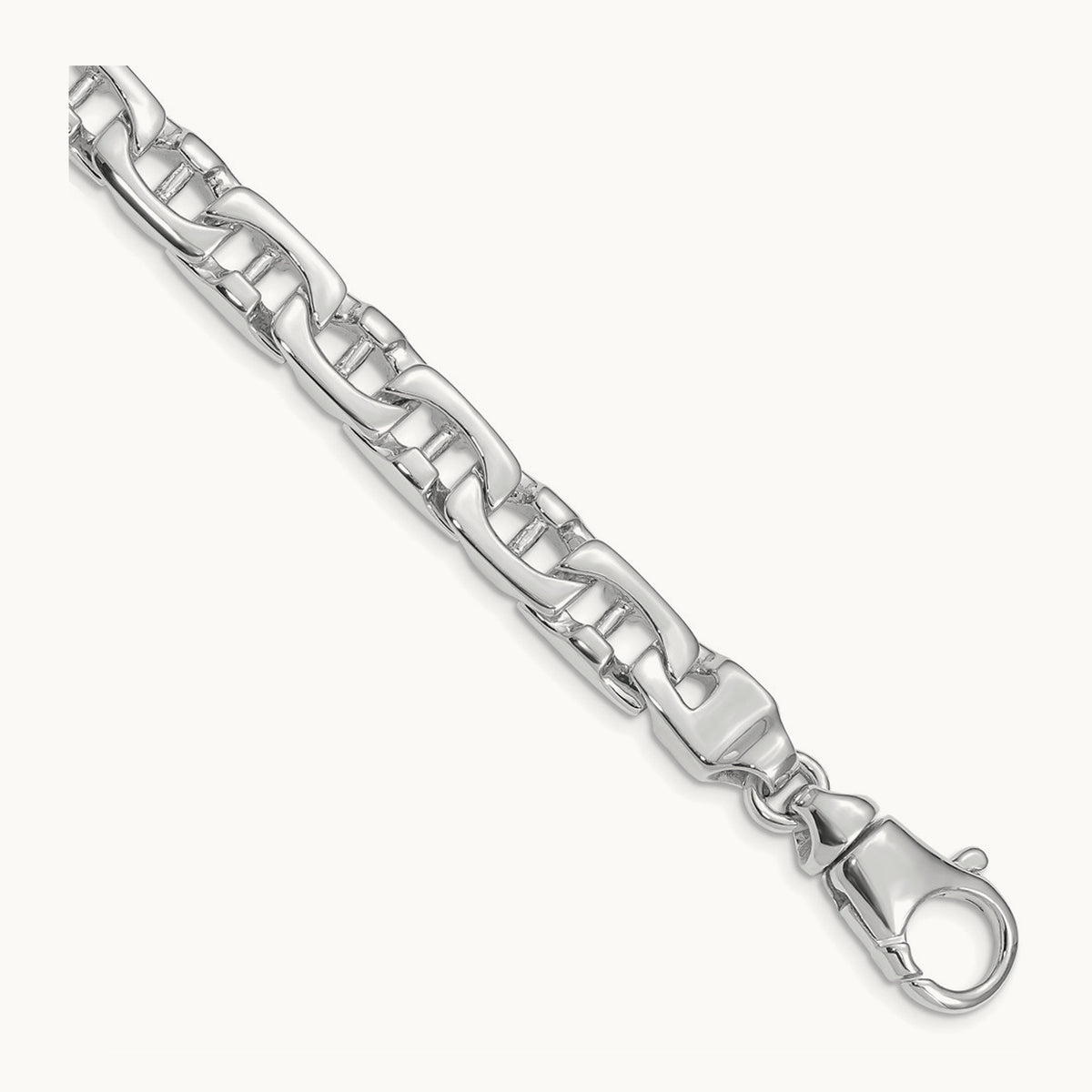 Hand-polished Fancy Link Bracelet — 14K White Gold