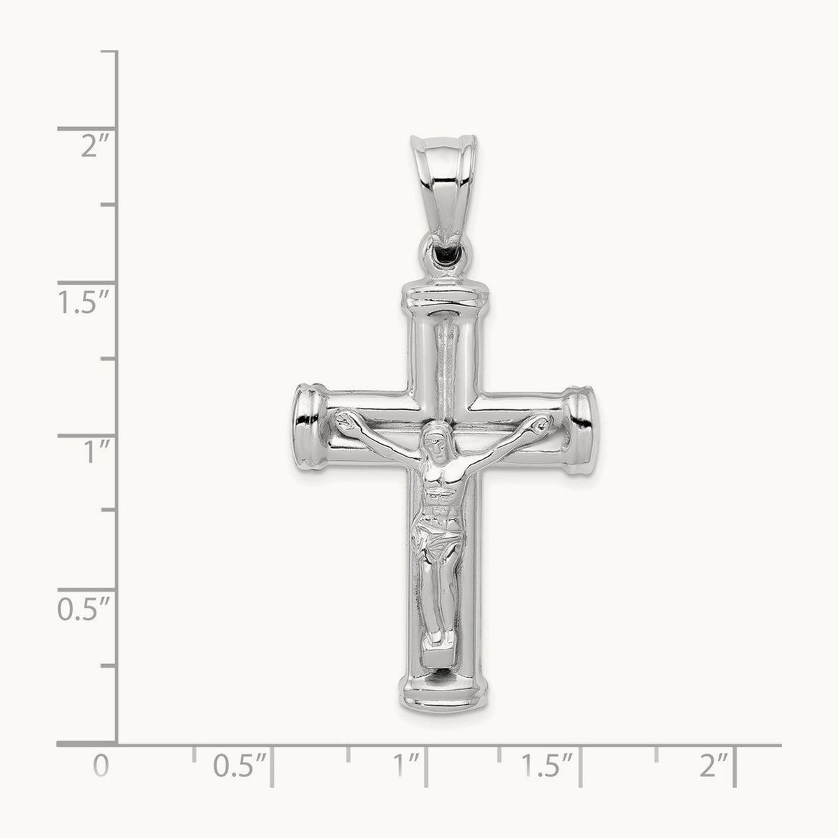 Reversible Crucifix Pendant — 14K White Gold, 49mm