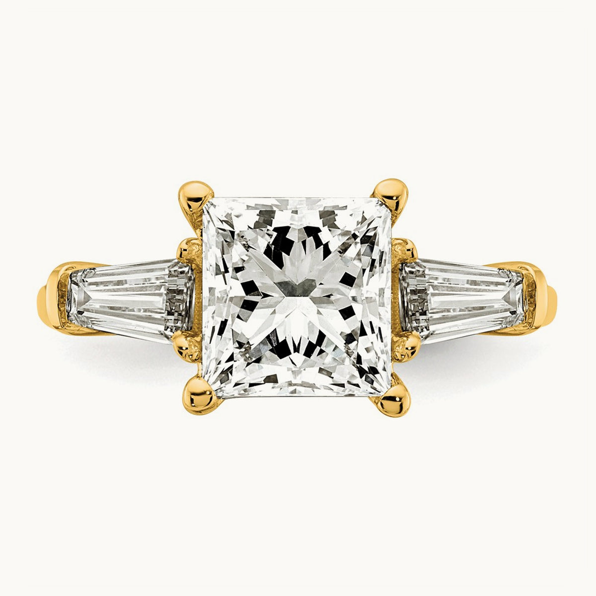 Princess & Baguette Engagement Ring, 1.50-3.75 ct tw Lab-Grown Diamond — 3 1/5 ct, 14K Yellow Gold