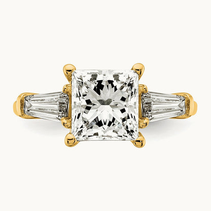 Princess & Baguette Engagement Ring, 1.50-3.75 ct tw Lab-Grown Diamond — 3 1/5 ct, 14K Yellow Gold