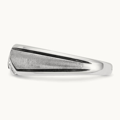 With Black RH Men's Ring, 0.05 ct tw Lab-Grown Diamond