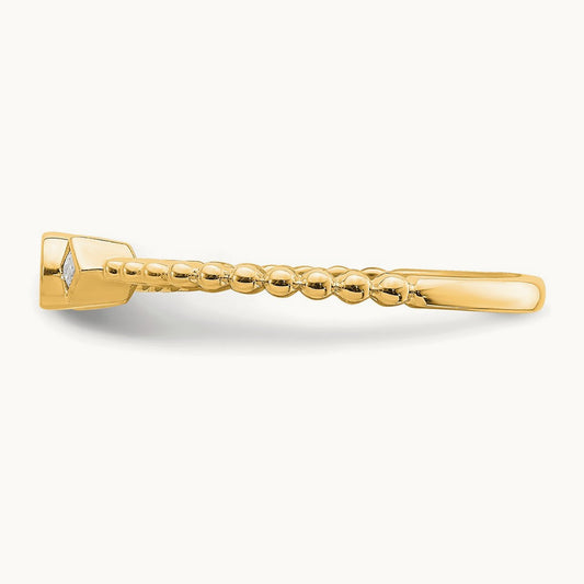 Scalloped Band Petite Round Complete Diamond Ring — 14K Yellow Gold, 7