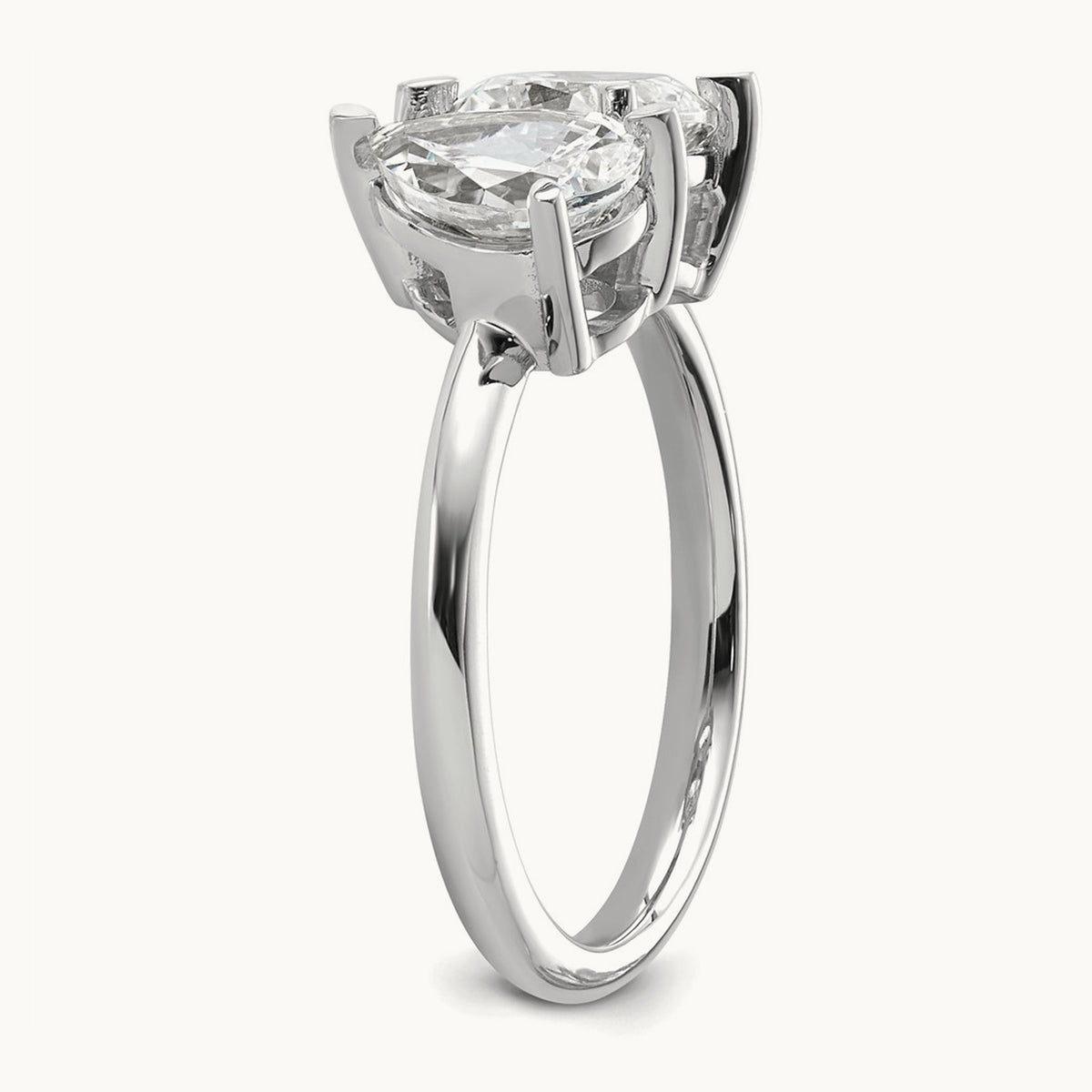 Cushion & Pear 2 Stone Engagement Ring, 2.00 ct tw Lab-Grown Diamond — 14K White Gold