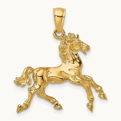 3-D Horse Trotting Charm, 14K