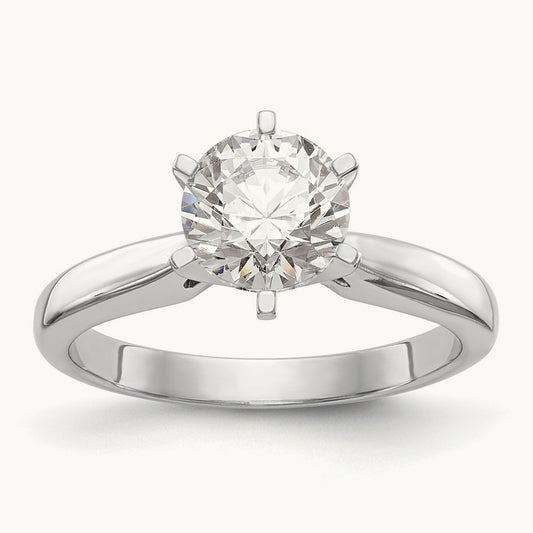 1ct. Medium-Wt Airline Half-Round 6-Prong Mounting, 14K White Gold