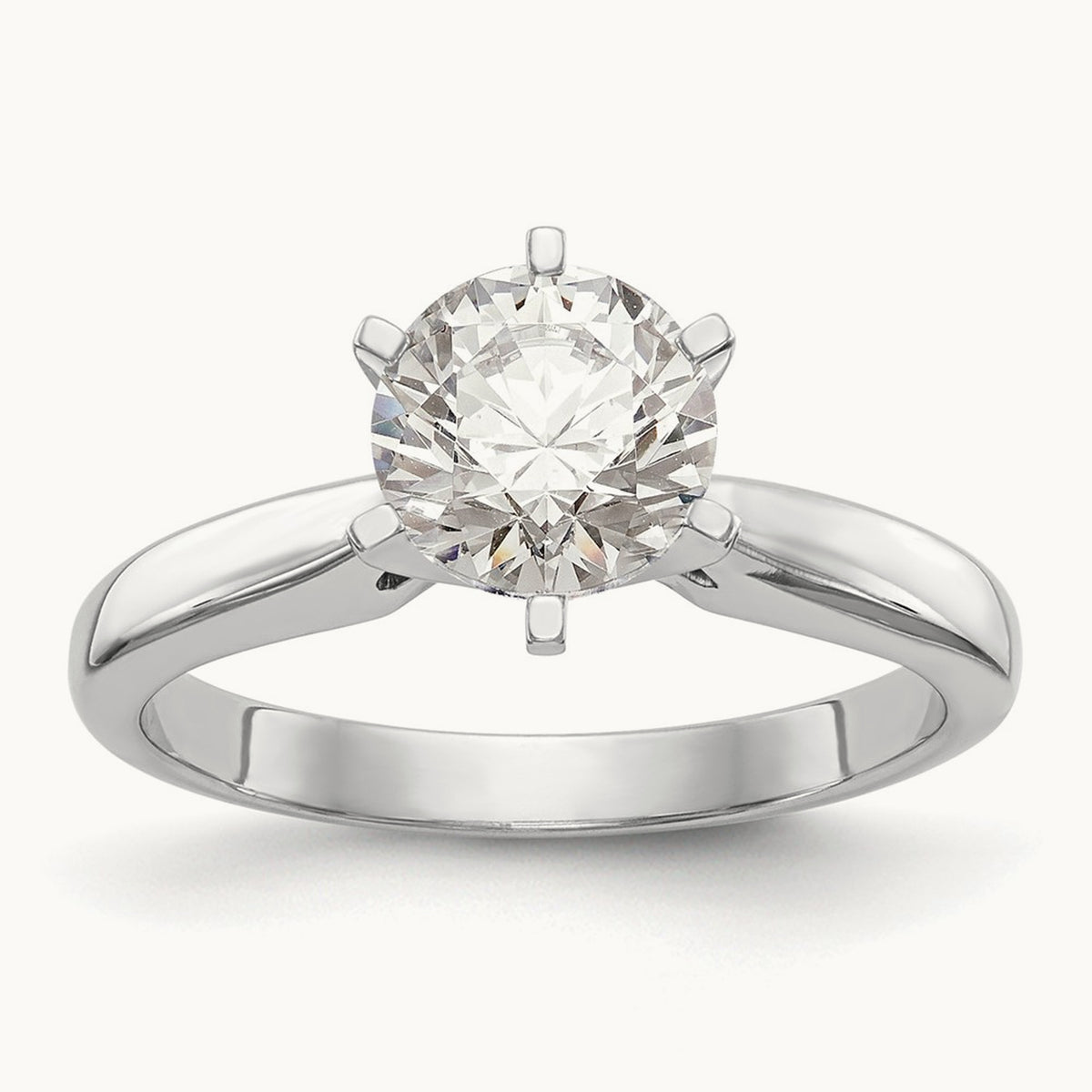 2ct. Medium-Wt Airline Half-Round 6-Prong Mounting, 14K White Gold