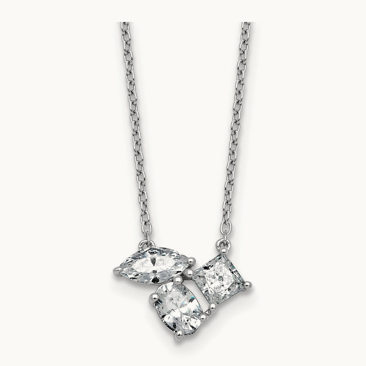 3 Stone Necklace, 1.00 ct tw Lab-Grown Diamond