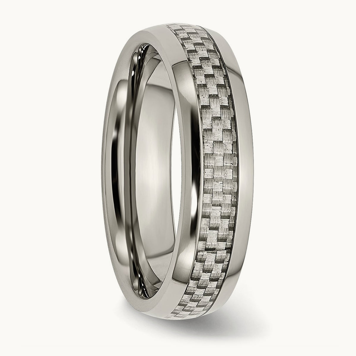 Titanium Polished Grey Carbon Fiber Inlay 6mm Band — photo set