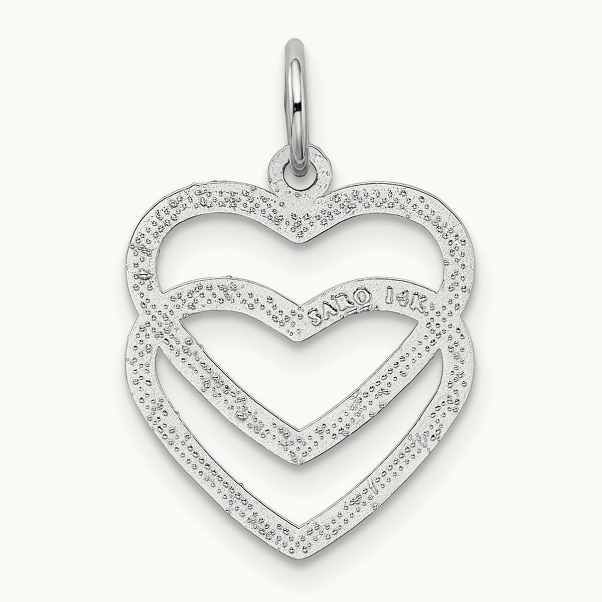 Double Heart Charm, 14K White Gold