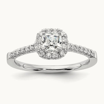 Cushion Center Semi-Mount Halo Engagement Ring, 0.25-0.50 ct tw Lab-Grown Diamond