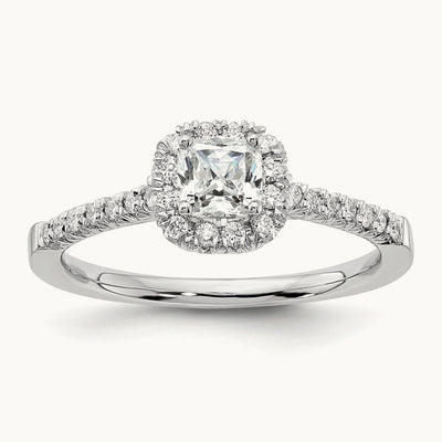 Cushion Center Semi-Mount Halo Engagement Ring — 1/4 ct, Standard, 7