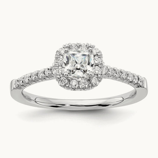 Cushion Center Semi-Mount Halo Engagement Ring — 1/4 ct, Standard, 7