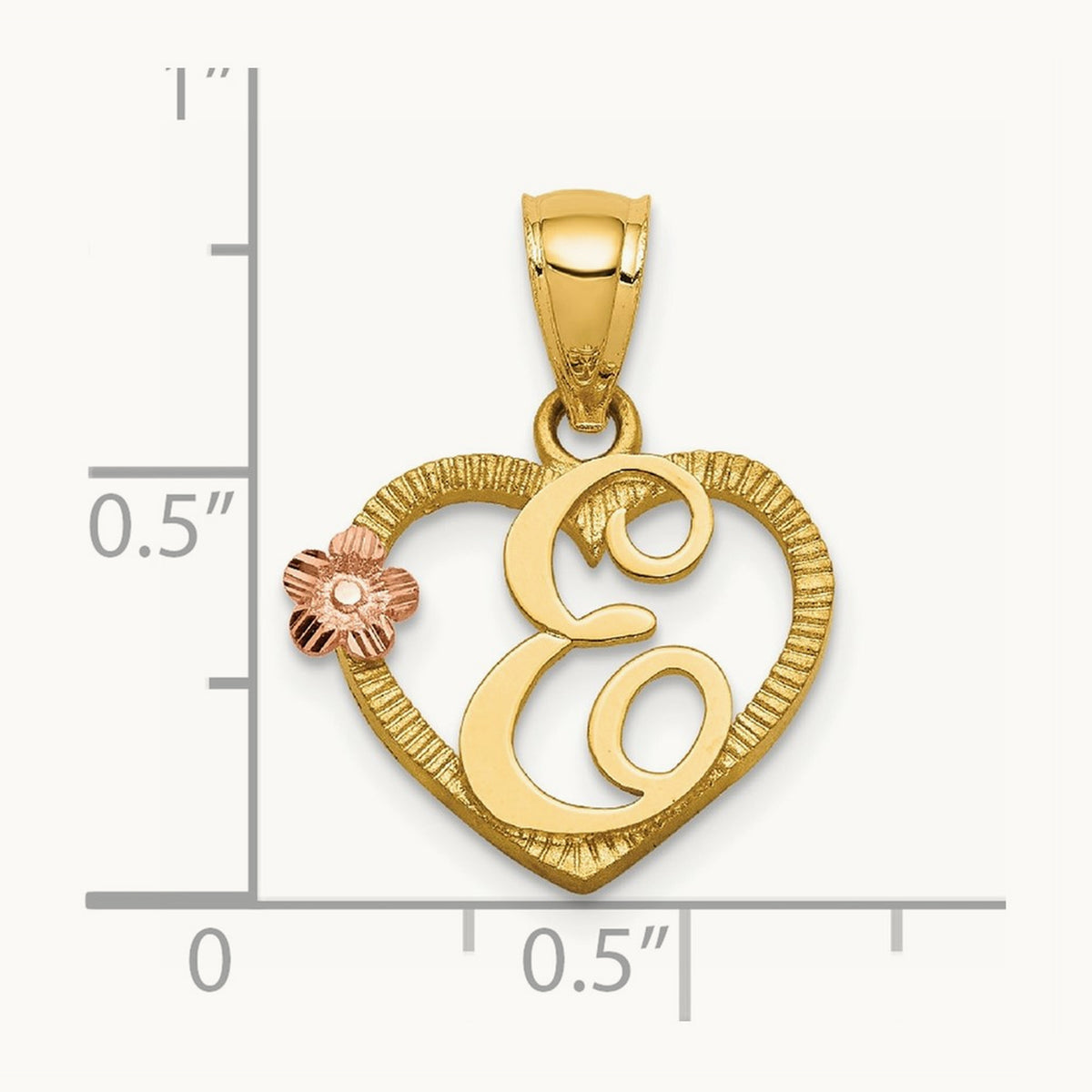 Heart Initial Pendant — 14K Two-Tone Gold, E