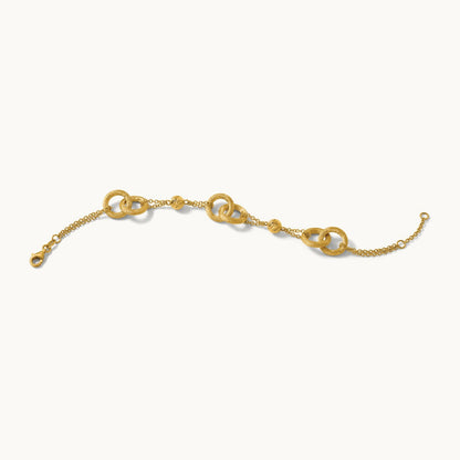 Polished And Brushed Double Loop W/.75in Ext Bracelet, 14K