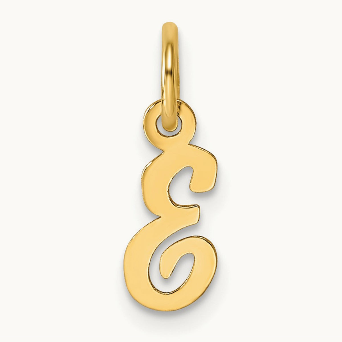 Small Script Letter E Initial Charm, 14K