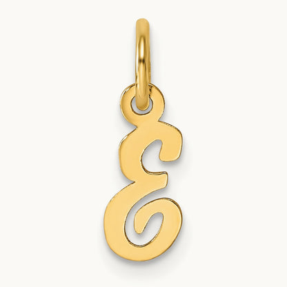 Small Script Letter E Initial Charm, 14K