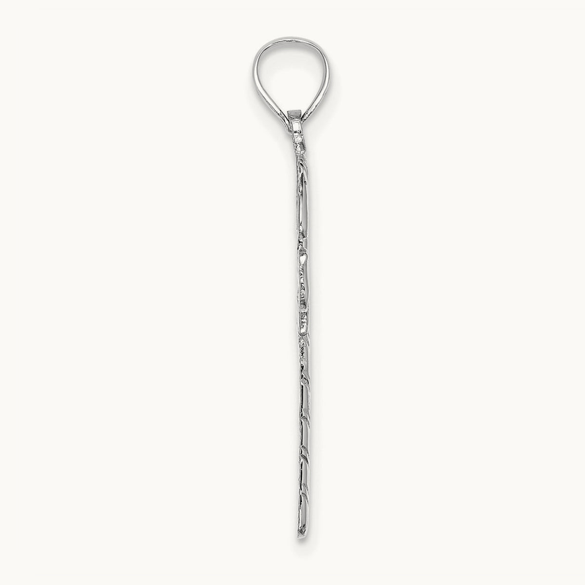 Solid Polished Candy Cane Pendant — 14K White Gold